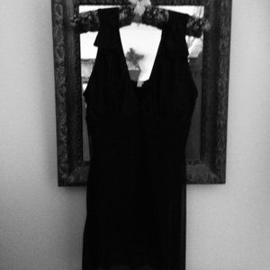 Ladies Elegant Jet Black, one piece bathing suit with sheer overdress XL